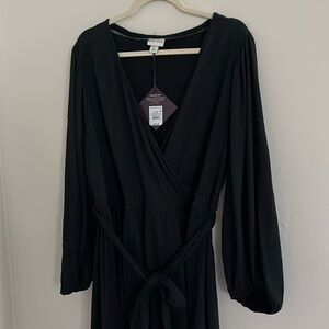 NWT Ava & Viv black faux-wrap dress